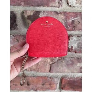 Kate Spade Red Half Moon Keychain Coin Purse Wallet
